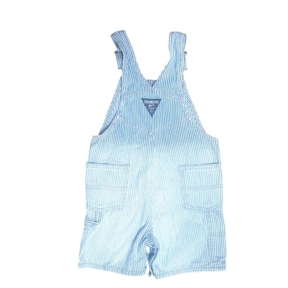 OshKosh B'gosh Train Conductor Overalls Blue White Size 24 Months - Picture 2 of 8